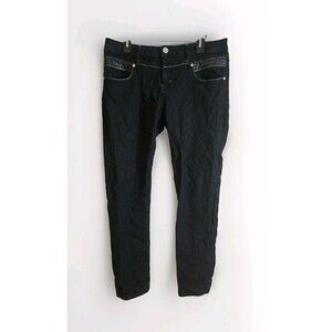 Picky Boo Jeans Womens Juniors 15 Blue Sparkly Lace Up Back Faux Leather Details